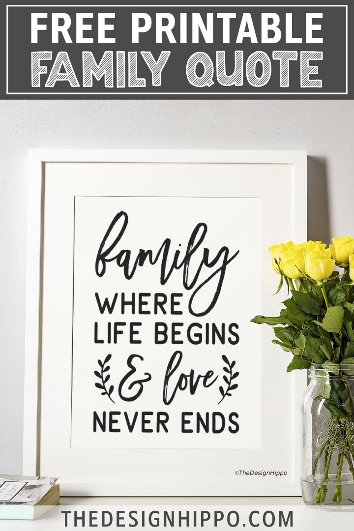 Free Farmhouse Style Family Quote Printable - Pinterest Image