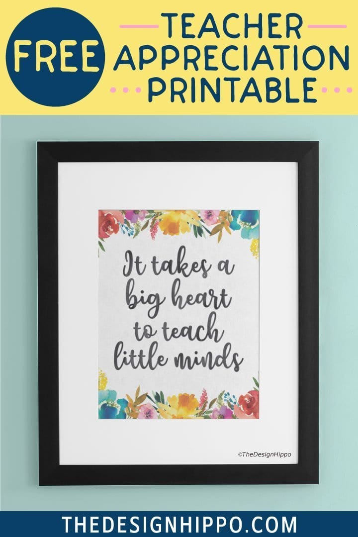 Free Teacher Appreciation Printable Quote With Watercolor Flowers - Pinterest Image