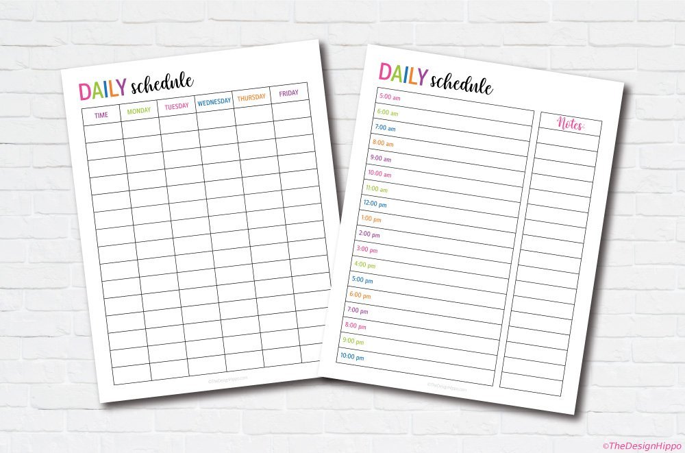 Daily Calendar With Time Slots Free
