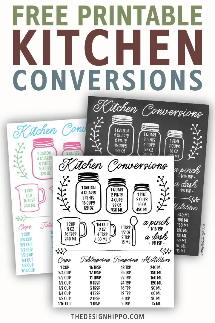 Free Printable Kitchen Conversion Chart
