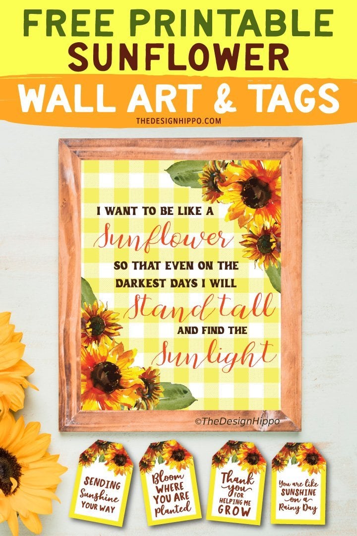 Free Sunflower Watercolor Printables - Wall Art & Gift Tags with Quotes