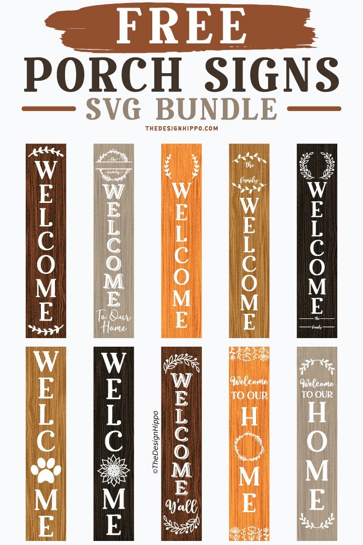 10 Free Welcome Vertical Porch Sign Farmhouse SVG Cut Files For Cricut