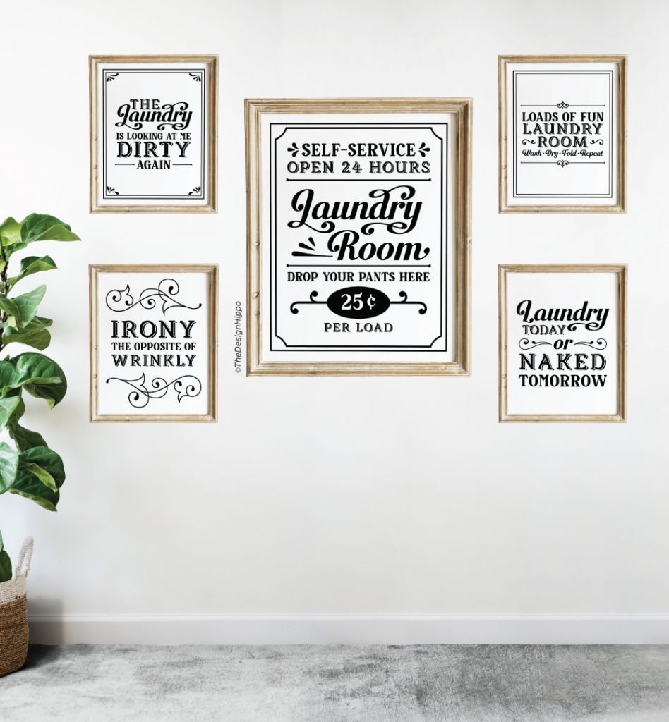 free laundry room decor printables set of 11 funny quotes