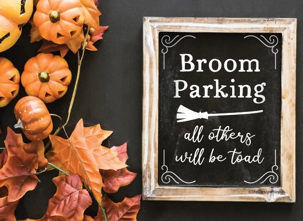 Free Funny Halloween Sign SVG Broom Parking Witch