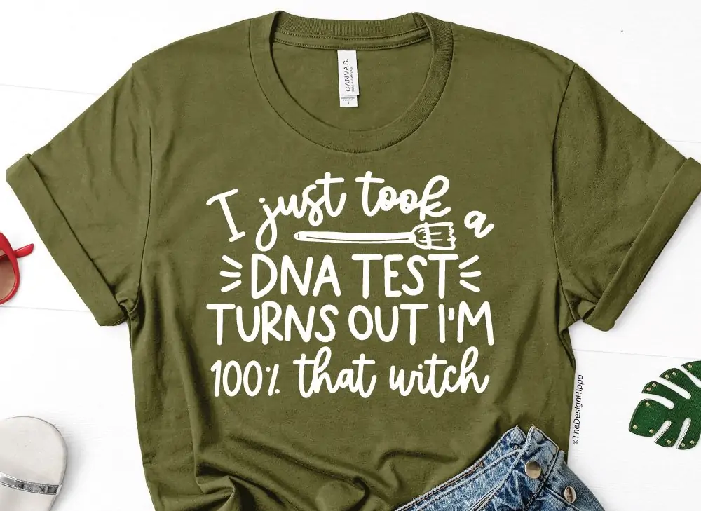 funny Halloween design displayed on a green colored t-shirt made with Cricut maker