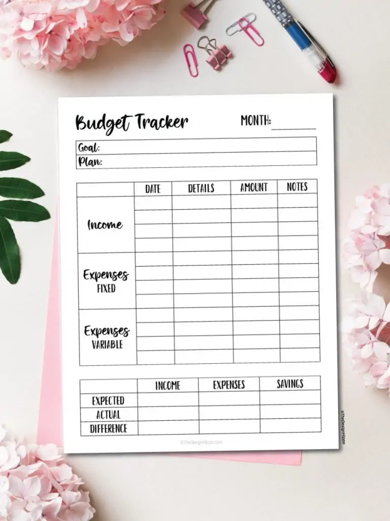 Free Printable Budget Tracker Goal Plan