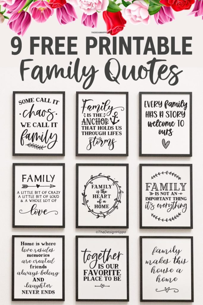 Free Farmhouse Home Decor Printables Set Of 9 Family Quotes