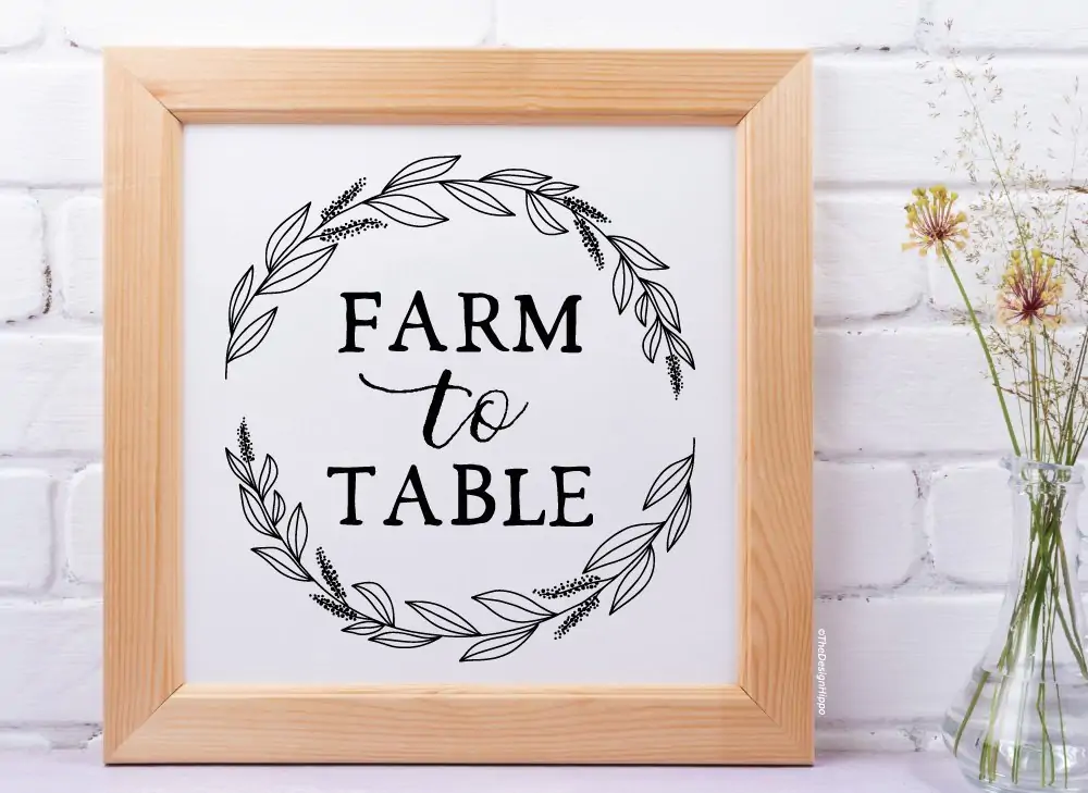 Free Printable Farm to Table Wreath Rustic Farmhouse Country Style