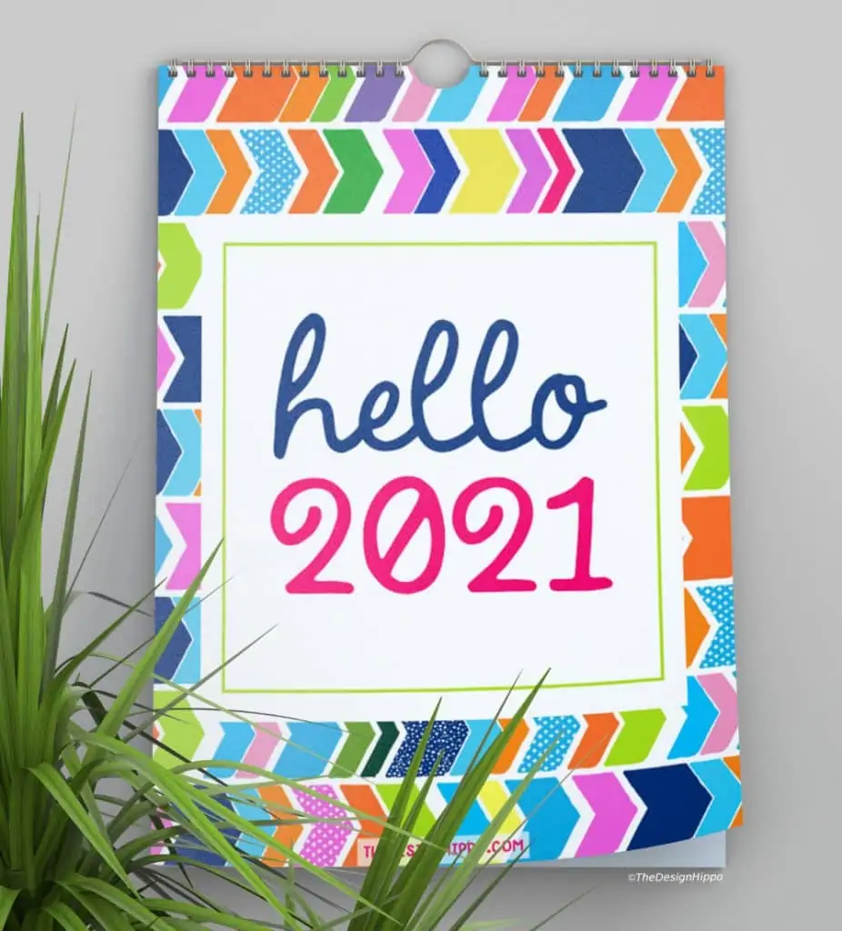 Free 2021 Calendar Monthly Printable Colorful for Home Office Wall Desk