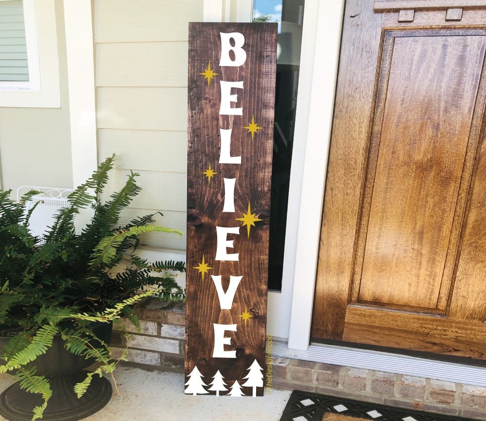 Free Believe Christmas SVG Farmhouse Porch Sign