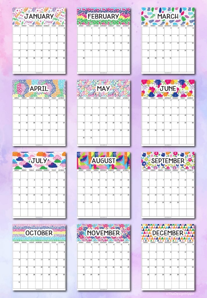Free Printable 2021 Calendar January to December Planner