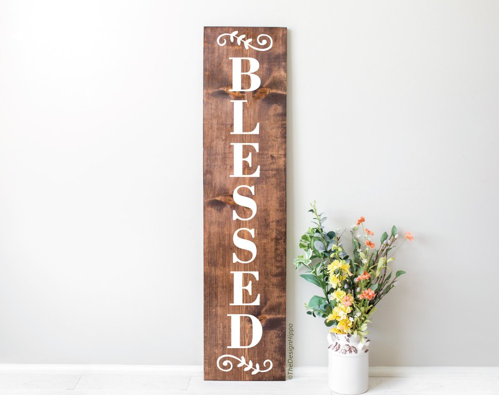 free faith SVG design displayed on a vertical wood sign made with Cricut