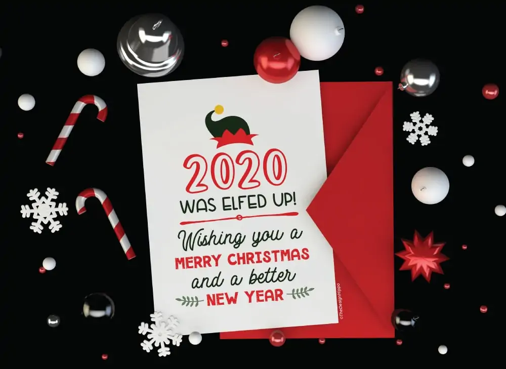 Free Elf Card Printable Funny Happy New Year 2021