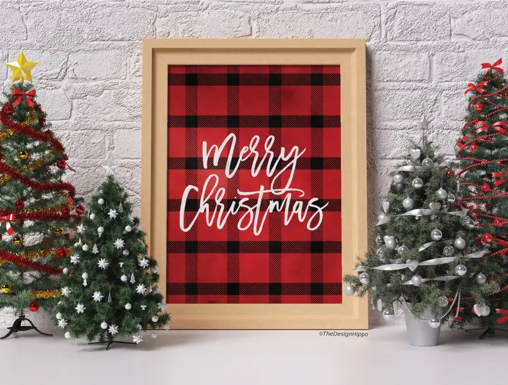 Free Merry Christmas Buffalo Plaid Red Black DIY Crafts Decor Printable