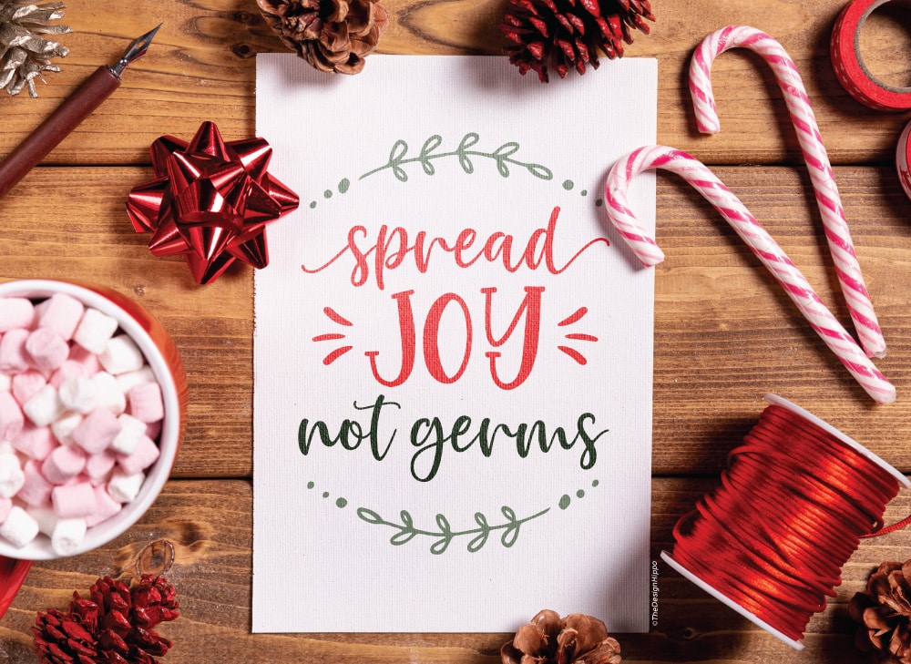 Free Printable Card Spread Joy Not Germs Christmas Gift