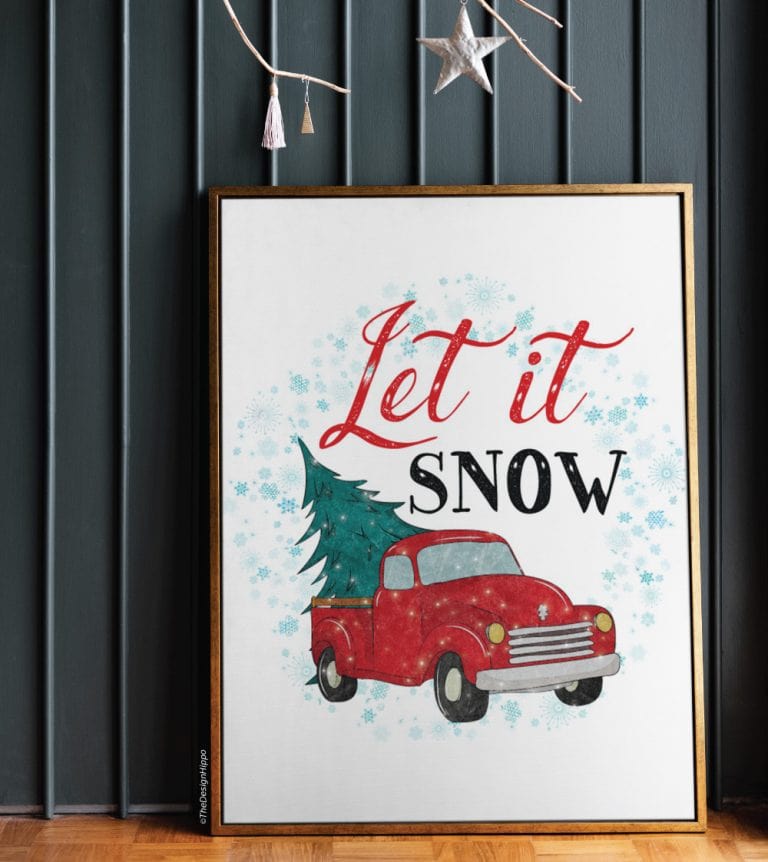 Free Red Truck Christmas Printables - Rustic Farmhouse Decor