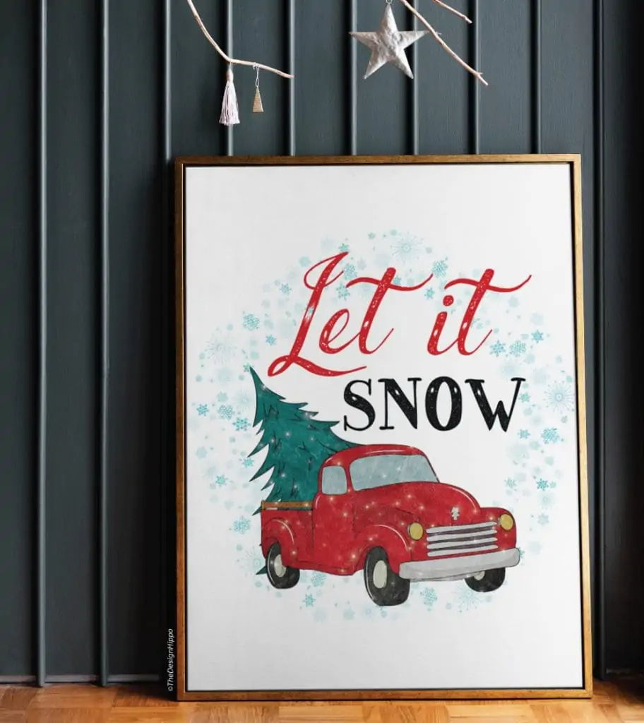 Free Christmas Truck Let It Snow Printable Decor
