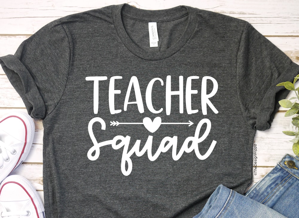 teacher shirt SVG design displayed on a grey t-shirt made using Cricut