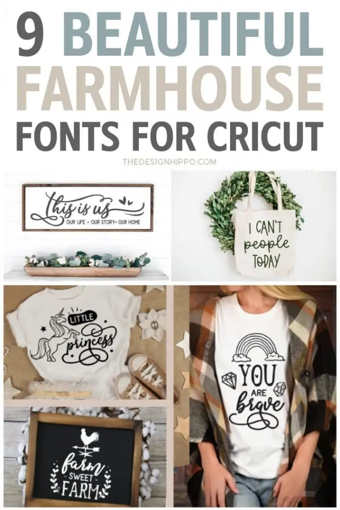 display of best farmhouse fonts for Cricut used in farmhouse style SVG designs