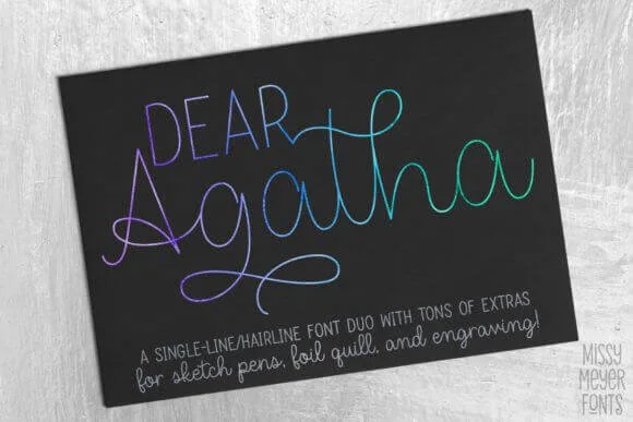 Dear Agatha writing font for weddings