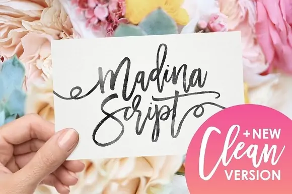 display of "Madina Script" font, a beautiful script font for weddings