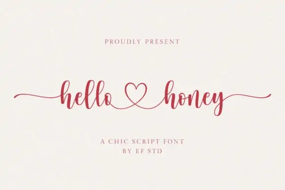 display of the "Hello Honey" font, the best cricut script font with tails