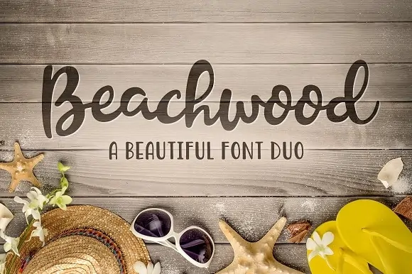 display of "Beachwood" font duo, the best sans and script cursive font duo for Cricut projects.