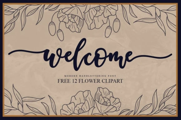 display of the Welcome Script font, a beautiful wedding font with tails