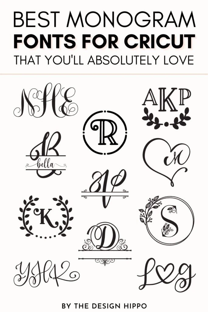 collage of best monogram fonts for Cricut along with a text on top
