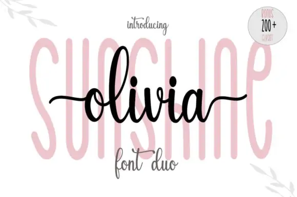 display of "Sunshine Olivia" font, a thick cursive font for Cricut