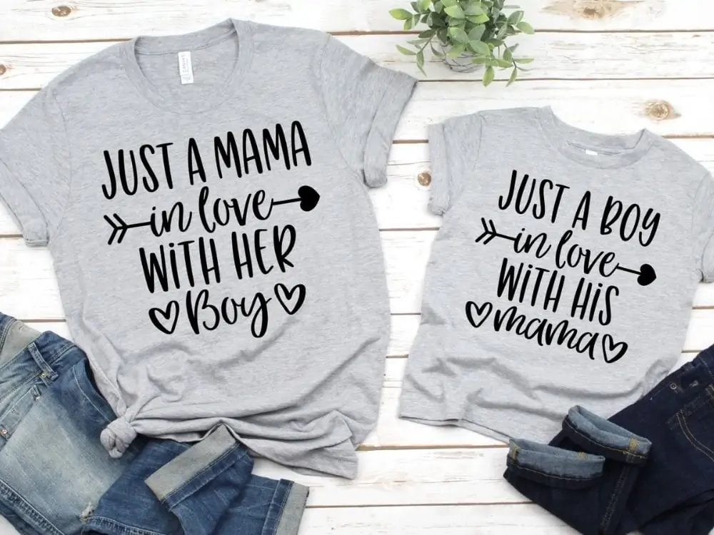 display of mommy and me designs made using Puckery Tart and Hey Girl fonts