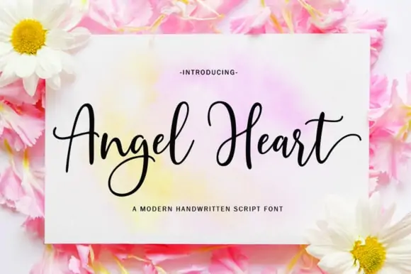display of "Angel Heart" font, an elegant cursive font