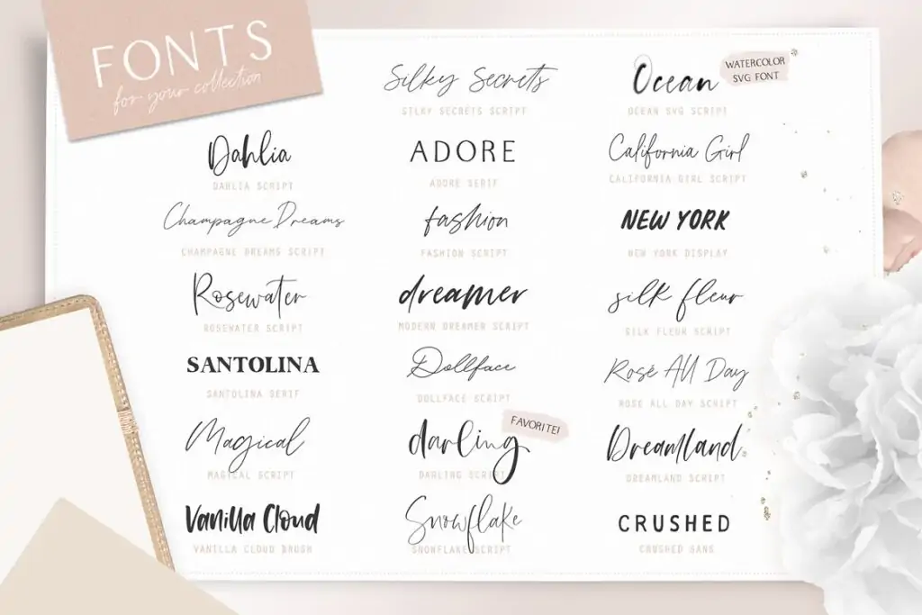 feminine fonts bundle