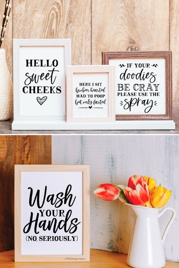 Free Bathroom Printables - Set of 10 Funny Wall Art Quotes