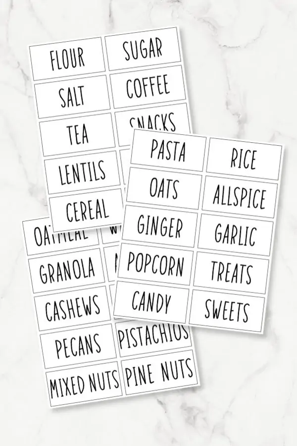 free printable pantry labels