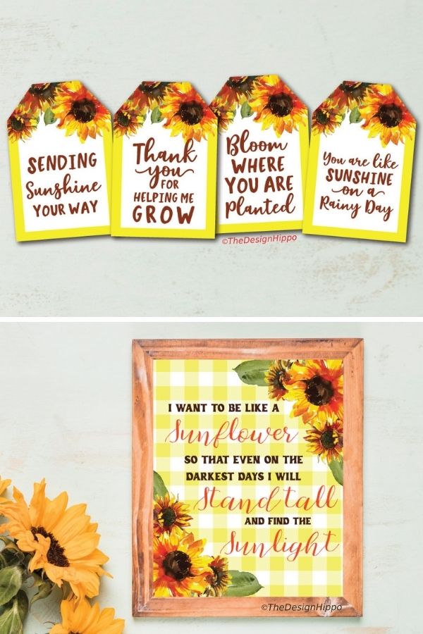 Free Sunflower Watercolor Printables - Wall Art &amp; Gift Tags