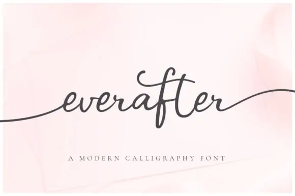 display of Ever After font, a modern calligraphy script font with long tails