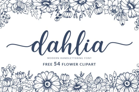 display of the Dahlia font, the most popular font with tails among crafters