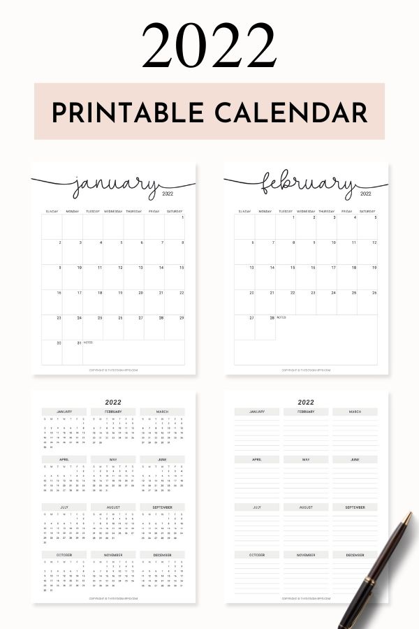 Printable Calendar 2022 Free