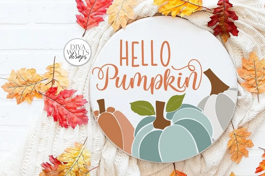 hello pumpkin fall signs made with cricut maker