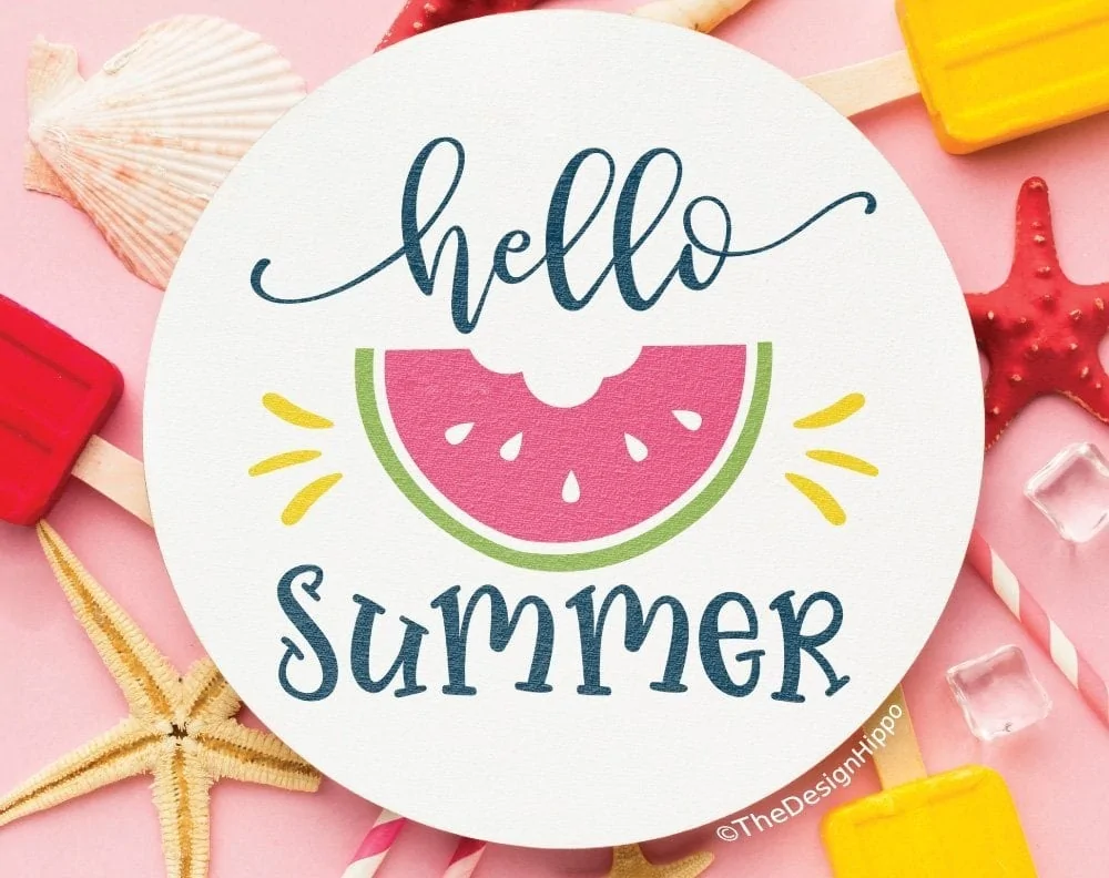 hello summer wood sign made with cricut infusible ink