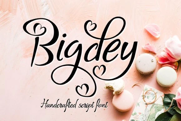 display of "Bidgey" font, a beautiful script stencil font
