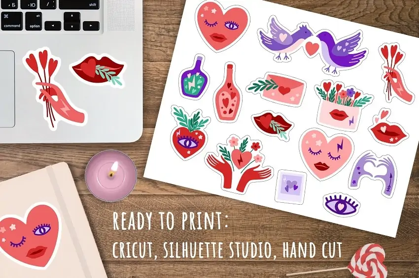 cricut valentine stickers