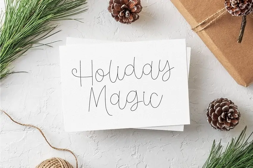 display of "Holiday Sparkle" font on a greeting card