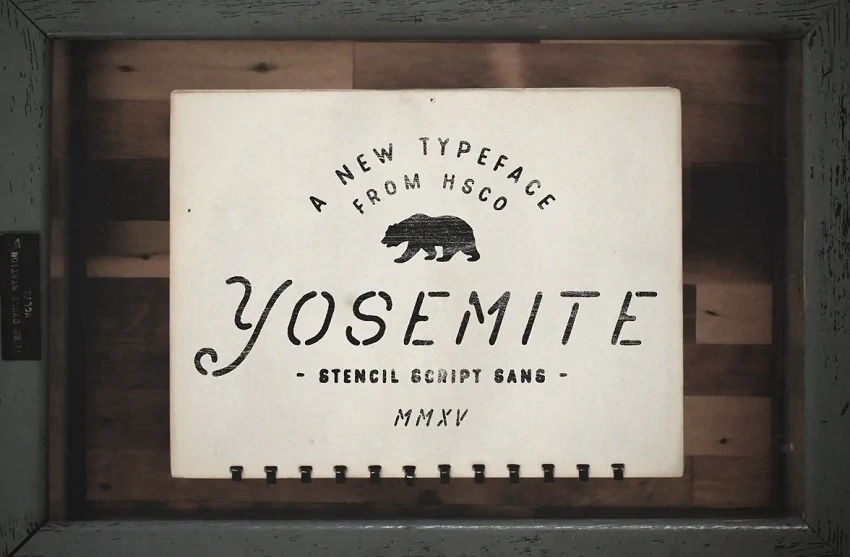 display of the Yosemite font, a rustic stencil font to use with Cricut