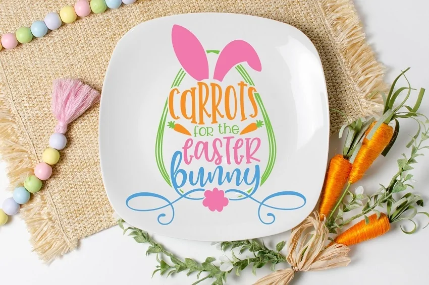 easter bunny plate - a cute cricut easter decoration idea