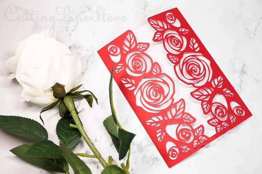 roses gatefold wedding invitation template
