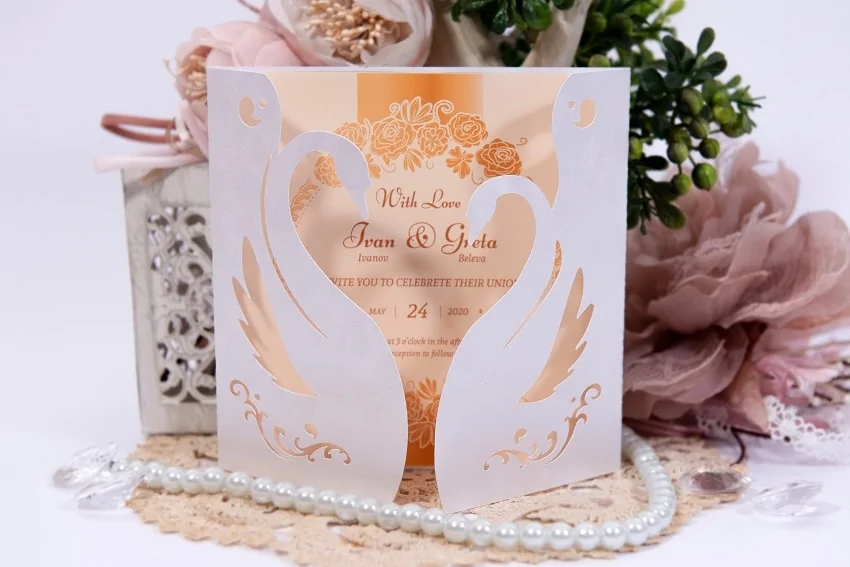 swan themed cricut wedding invitation template