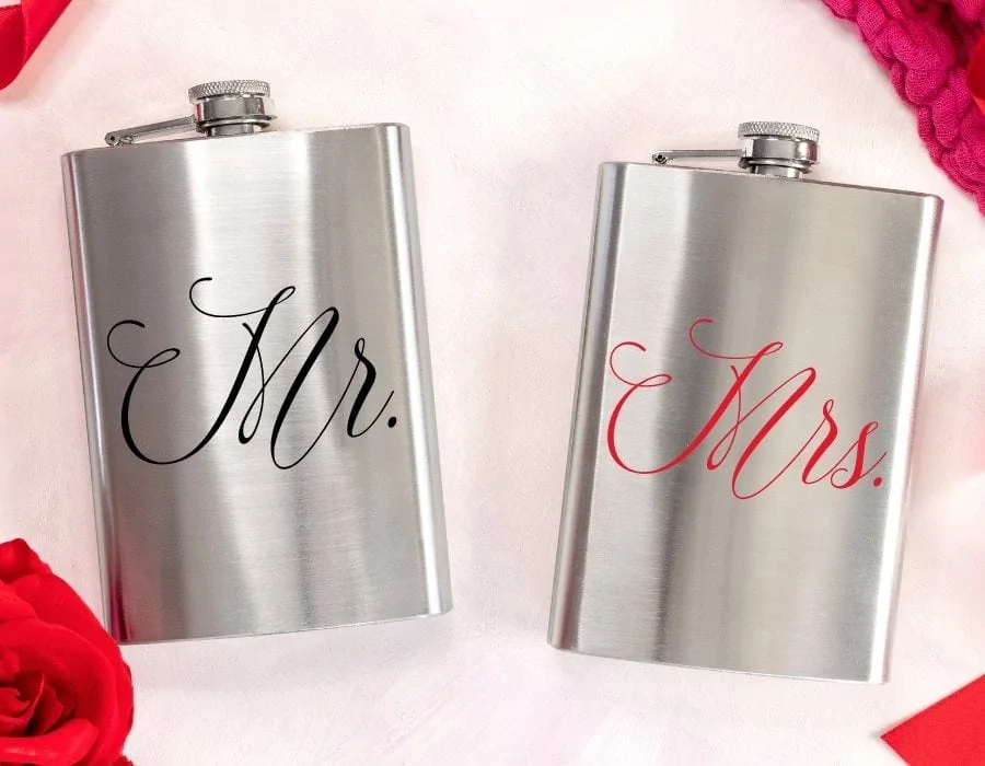 thoughtful wedding gift idea for couples - his and hers flasks