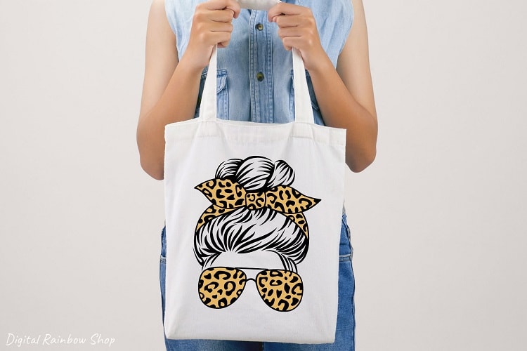 a funny mothers day cricut idea - messy bun tote bag